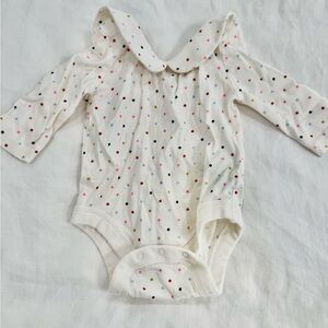 GAP Cream Peter Pan Collar Bodysuit/Onesie with Colorful Dots